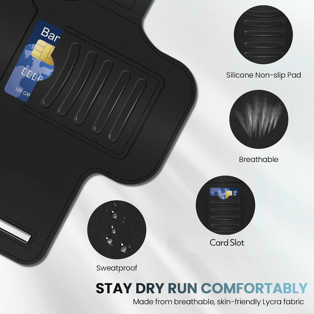 2026 Running Armband Water Resistant Sports Phone Holder Case with Extension Strap,Card Slot Up to 6.9" Phone for