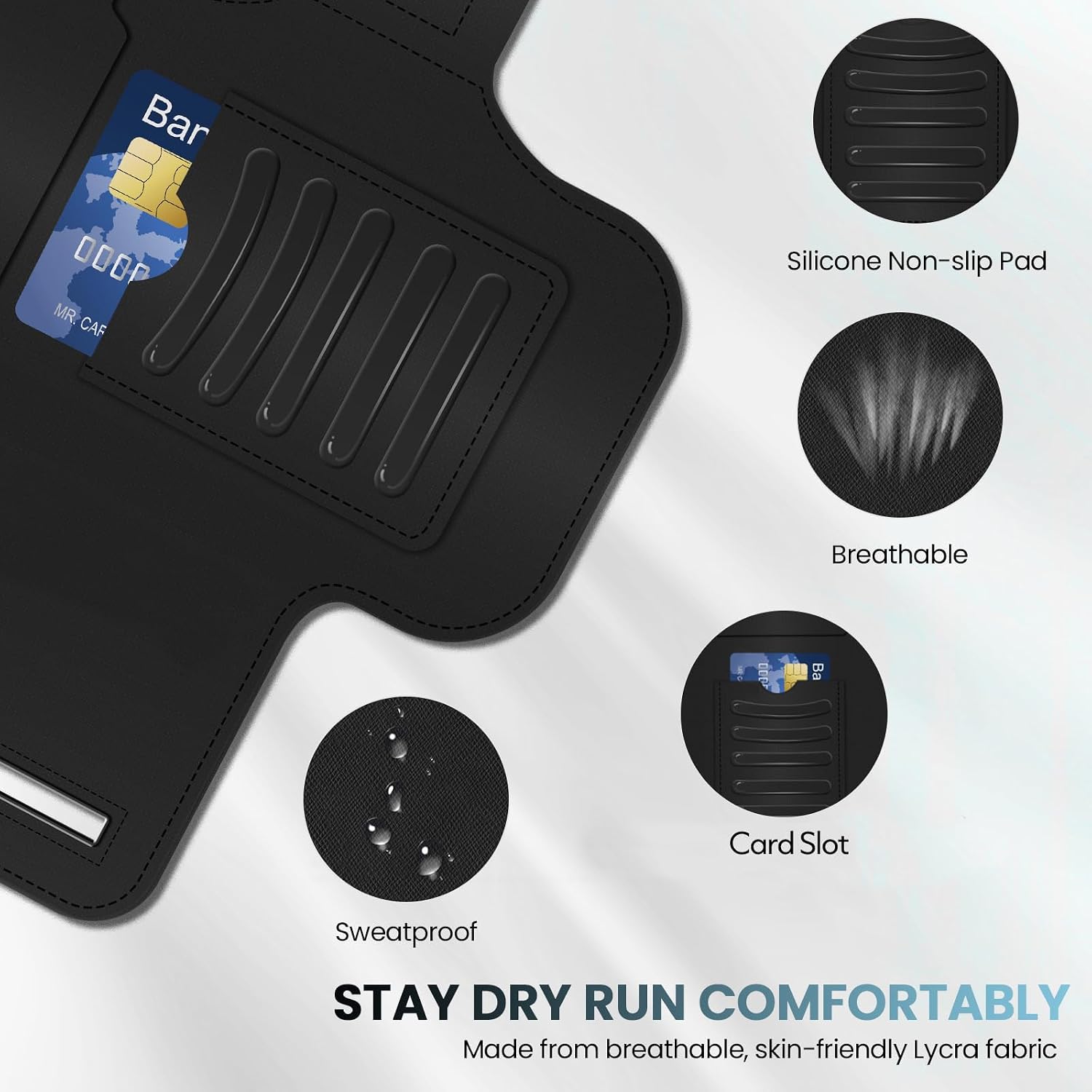 2026 Running Armband Water Resistant Sports Phone Holder Case with Extension Strap,Card Slot Up to 6.9" Phone for
