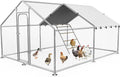 9.9x13.2 FT Metal Chicken Coop, Walk-in Poultry Run Enclosure