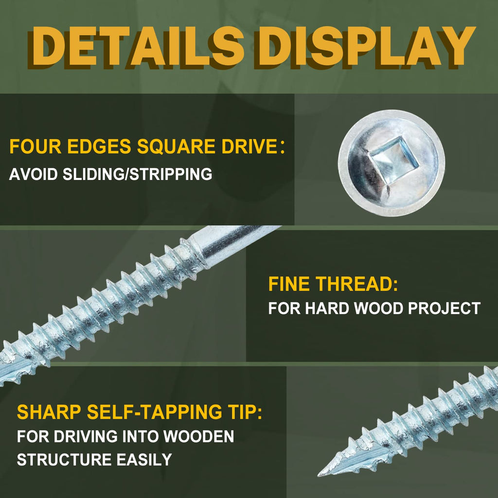 Pocket Hole Screws Fine Thread #8 x1-1/4 Inch, 600 PCS, Galvanized