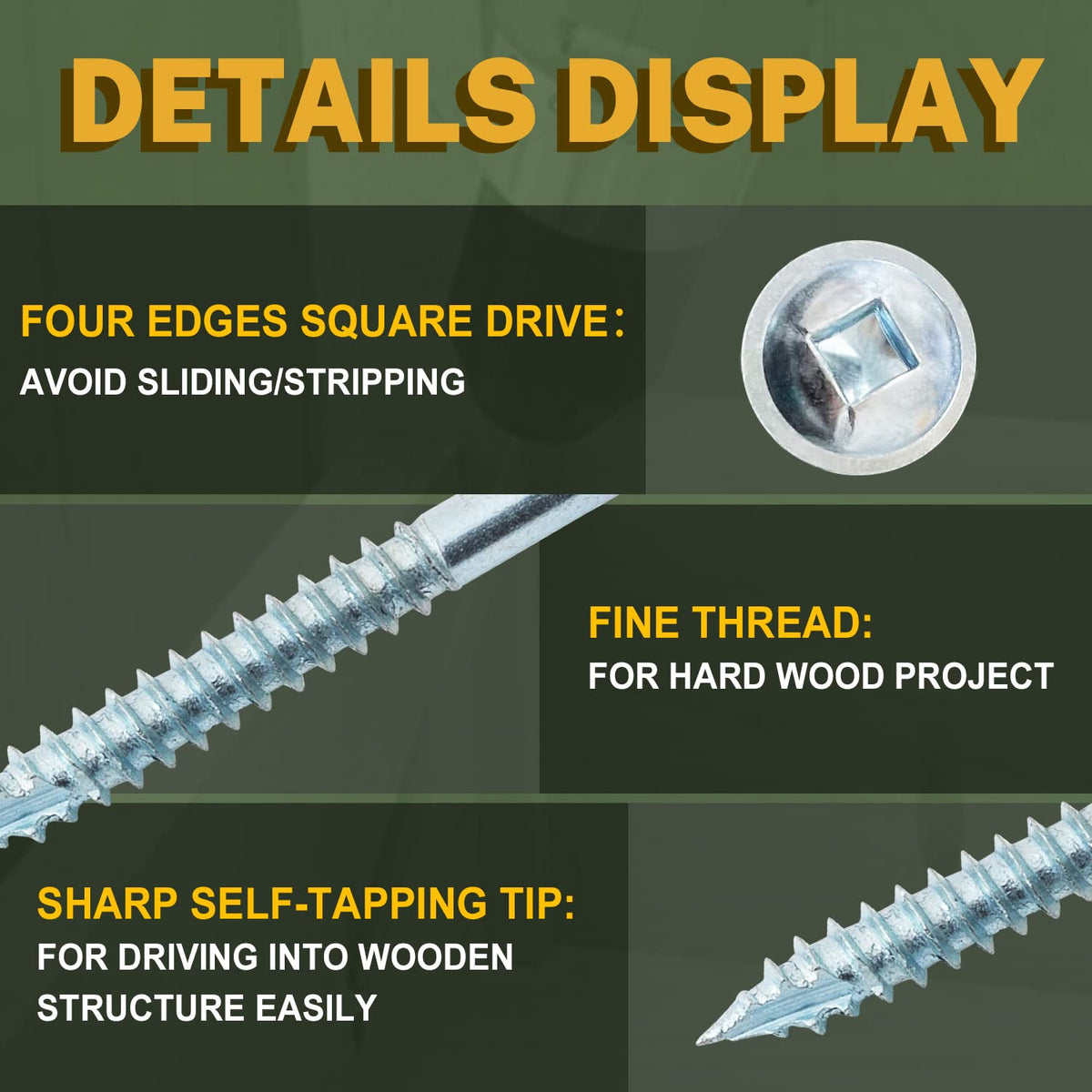 Pocket Hole Screws Fine Thread #8 x1-1/4 Inch, 600 PCS, Galvanized