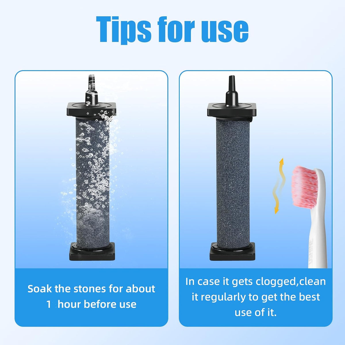 Aquarium 5 inch Air Stone Cylindrical 2 Pack, Large Airstone, Aerator Bubble Diffuser, Air Pump Accessories for