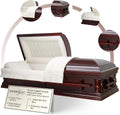 Elite Cherry Wood Funeral Casket w/Almond Velvet Interior