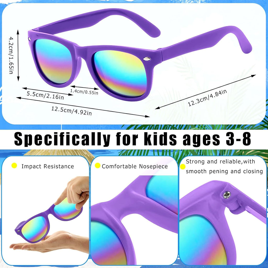 6Neon Kids Sunglasses Bulk with UV Protection,Summer Party Favors | Bright Color Eye Glasses Accessories for Boys