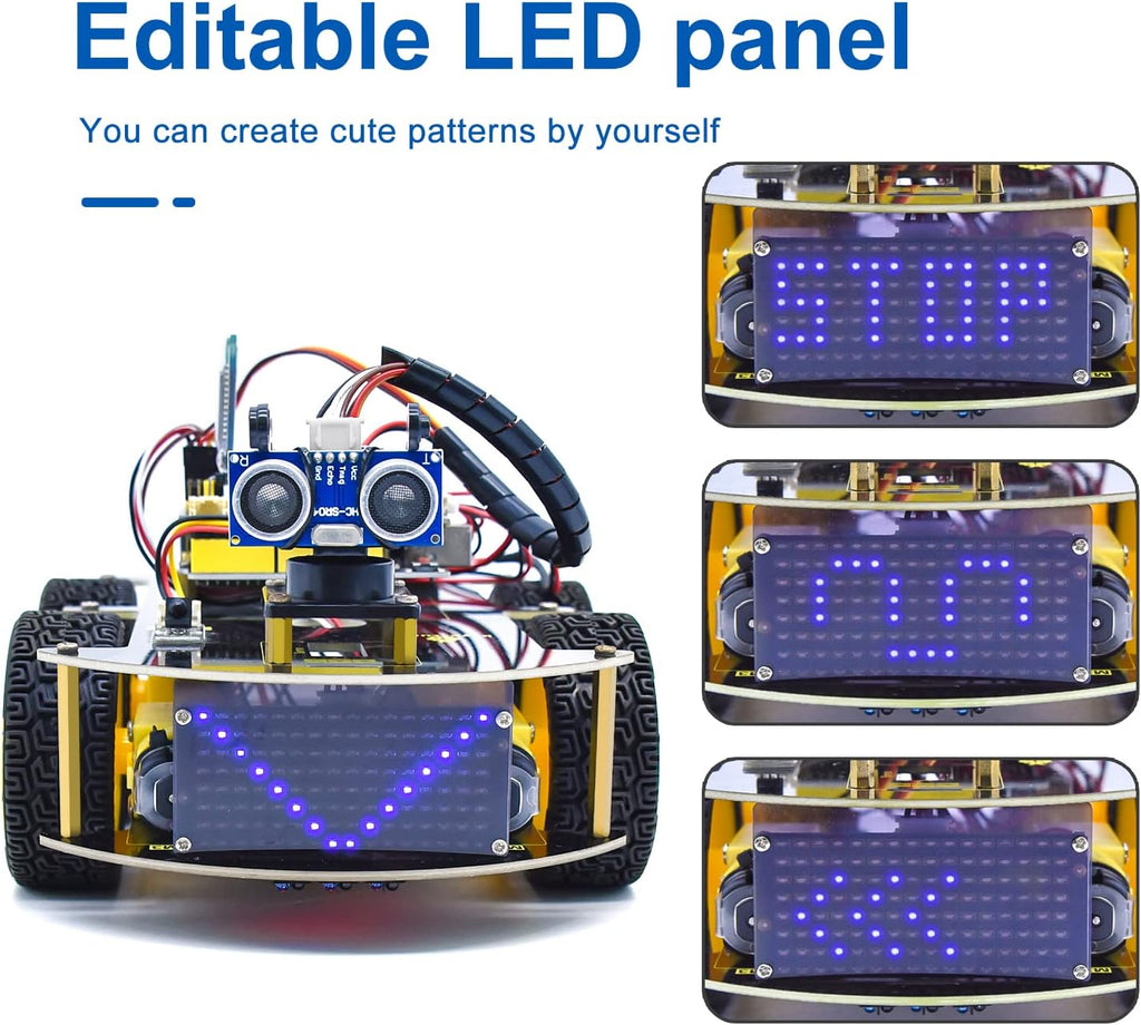 Smart Car Kit,4WD Programmable DIY Starter Kit for Arduino for Uno R3,Electronics Programming Project/STEM