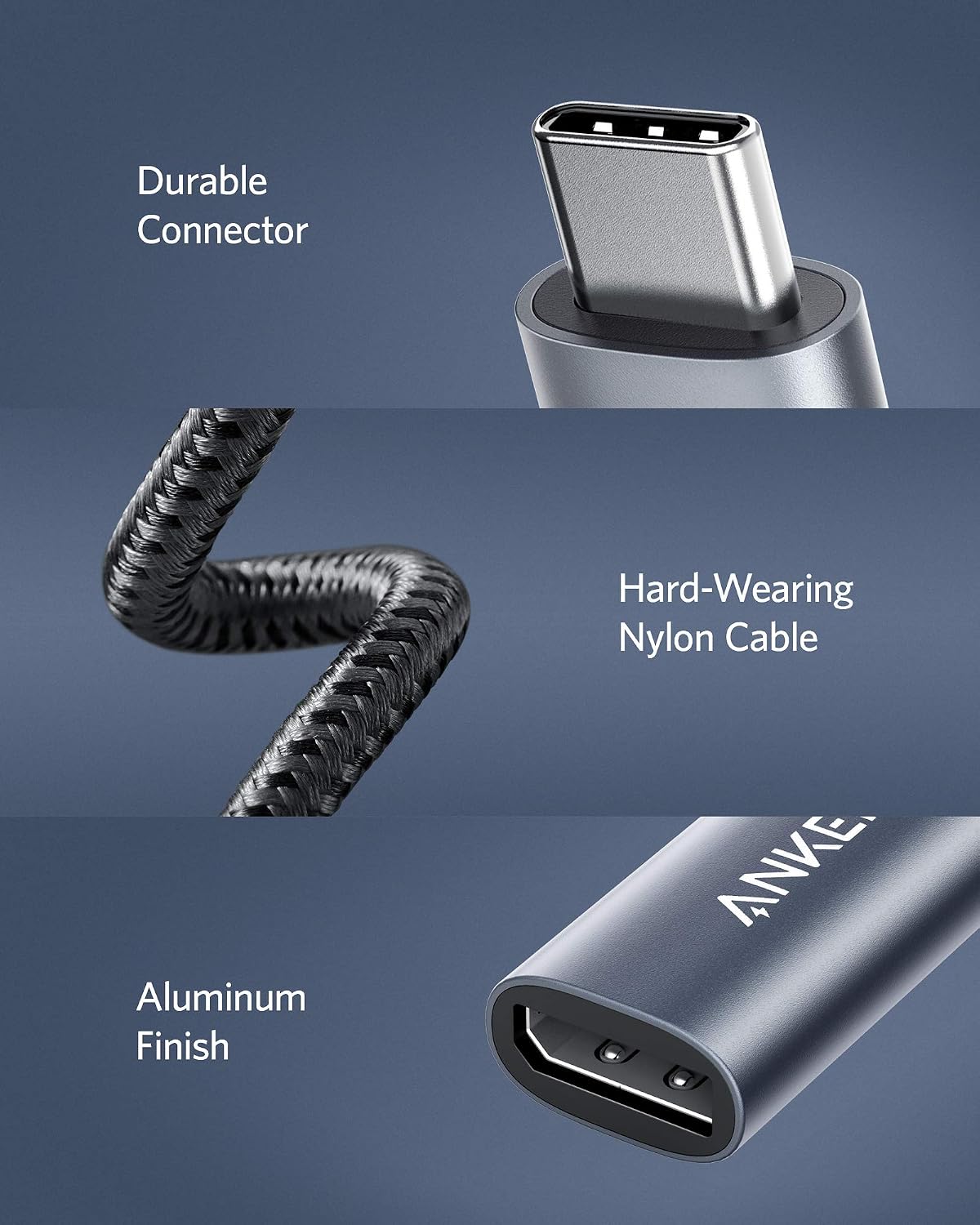 Anker USB-C to DisplayPort Adapter, Mirror or Extend up to 4K@60Hz Adapter | Aluminum, Portable, Connect to