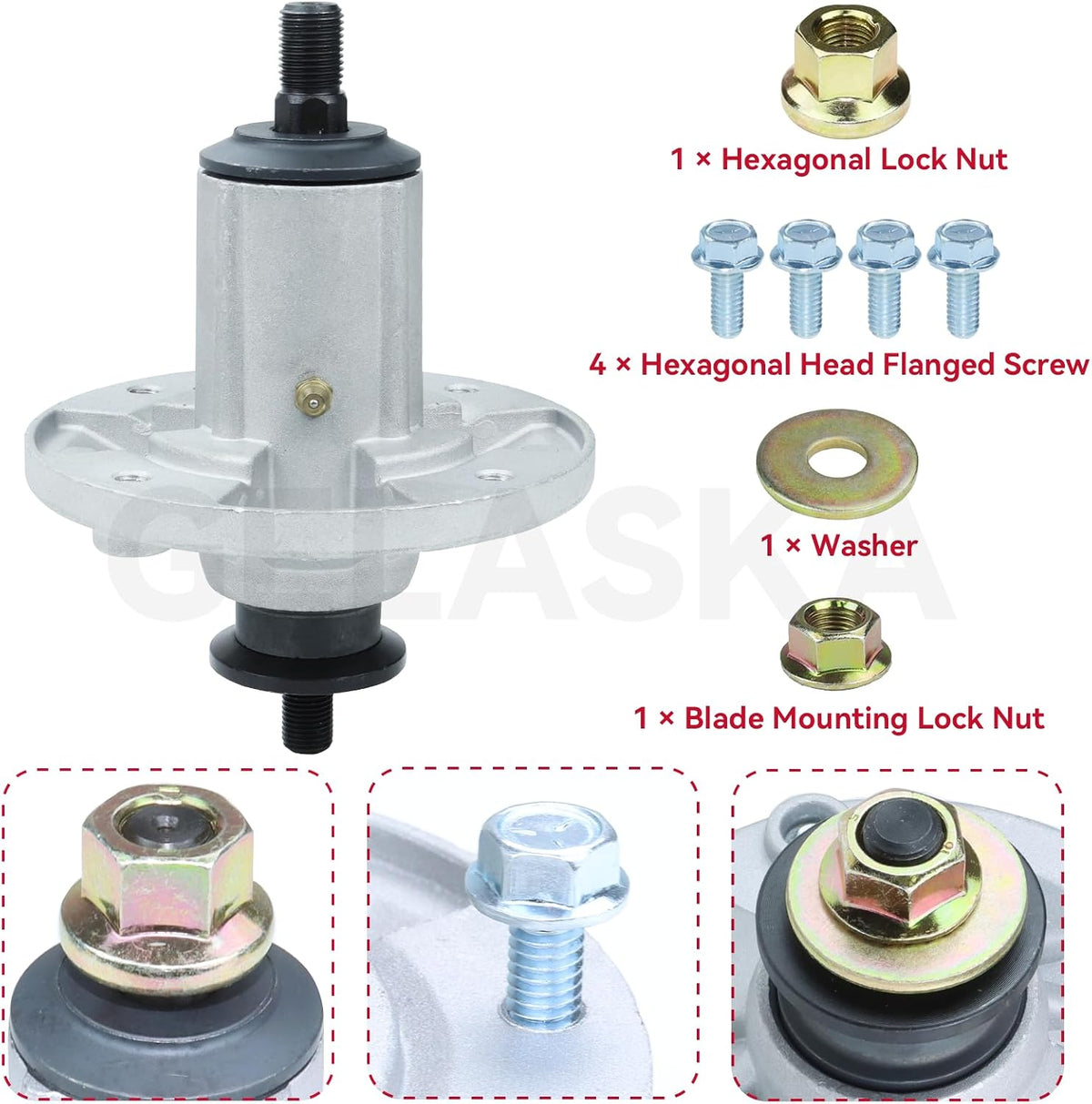 GELASKA 2Pack AM136733 Spindle with UC26511 Pulley for John Deere X300 Z225