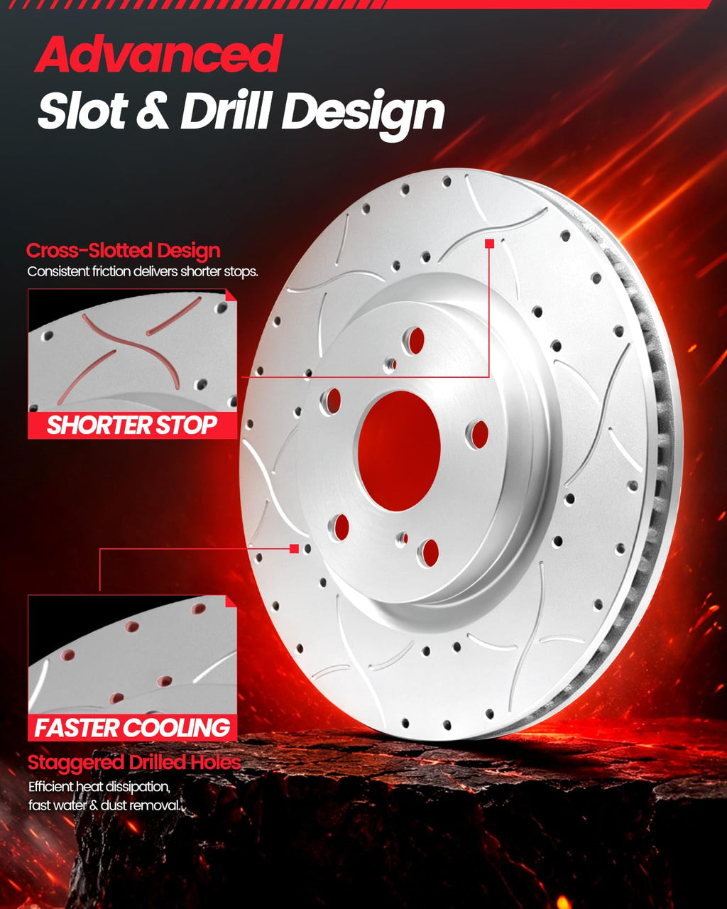 GAIASURGE Front Brake Kit Compatible with Santa Fe 2001-2006 294.1mm Rotors