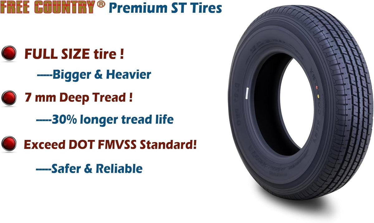 ST205/75R15 Prem Trailer Tires 8PR LR D 107N w/Scuff Guard, S2
