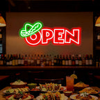 Mexican Food Open Neon Sign Restaurant Bar Shop Wall Decor -18.1"x7.5"