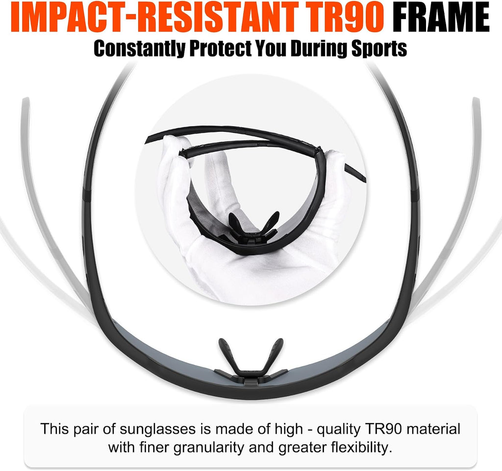 Polarized Cycling Glasses with 5 Interchangeable Lenses,MTB Biking Baseball Running Sports Sunglasses for Men Women