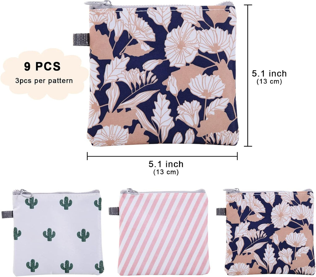 Sanitary Napkin Storage Bag,Menstrual Cup Pouch,9 Pack Portable Sanitary Napkin Pads Storage Bags Feminine