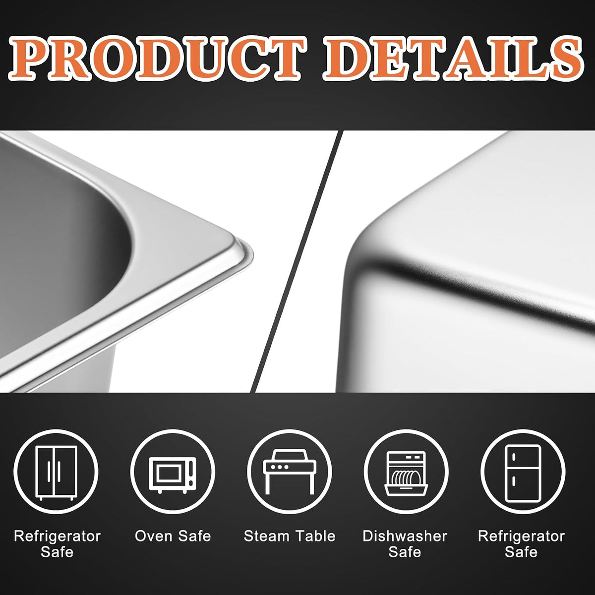 2 Pack Perforated Hotel Pans Set, Half Size, 2.5 Inches, 4 Inches