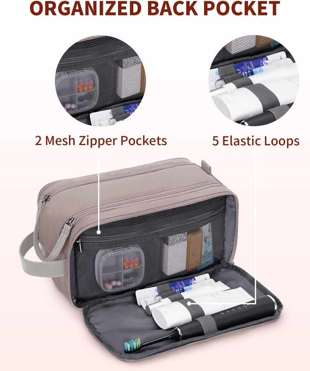 Toiletry Bag for Men Travel Toiletry Organizer Canvas and Leather Dopp Kit Water-Resistant Shaving Bag for Travel