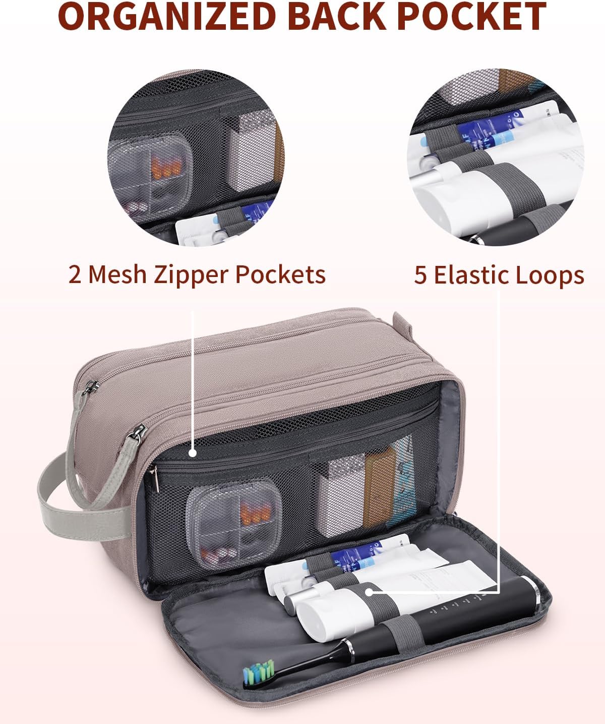 Toiletry Bag for Men Travel Toiletry Organizer Canvas and Leather Dopp Kit Water-Resistant Shaving Bag for Travel