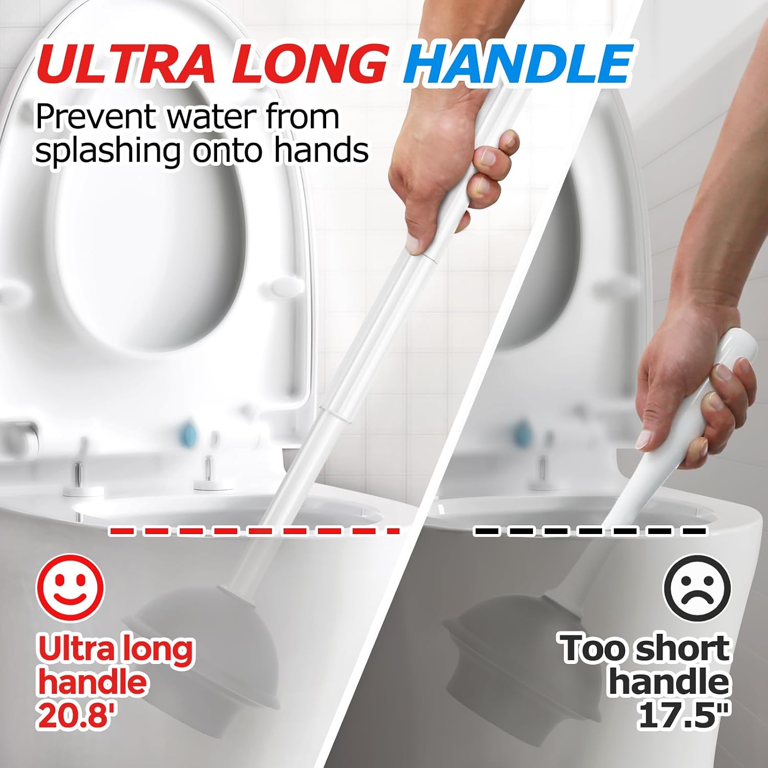 2in1 Toilet Brush & Plunger Set, Bathroom Essentials for Apartment | 21" Extended, Apartment Must Haves, Accessories