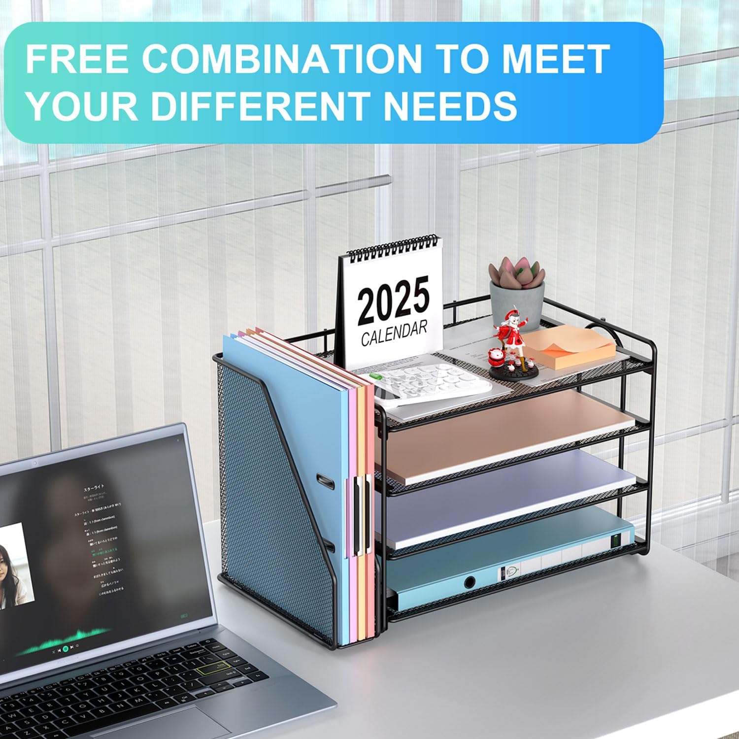 4-Tier Paper Organizer With Magazine Holder, Desk Organizers and Accessories, Desk Accessories & Workspace