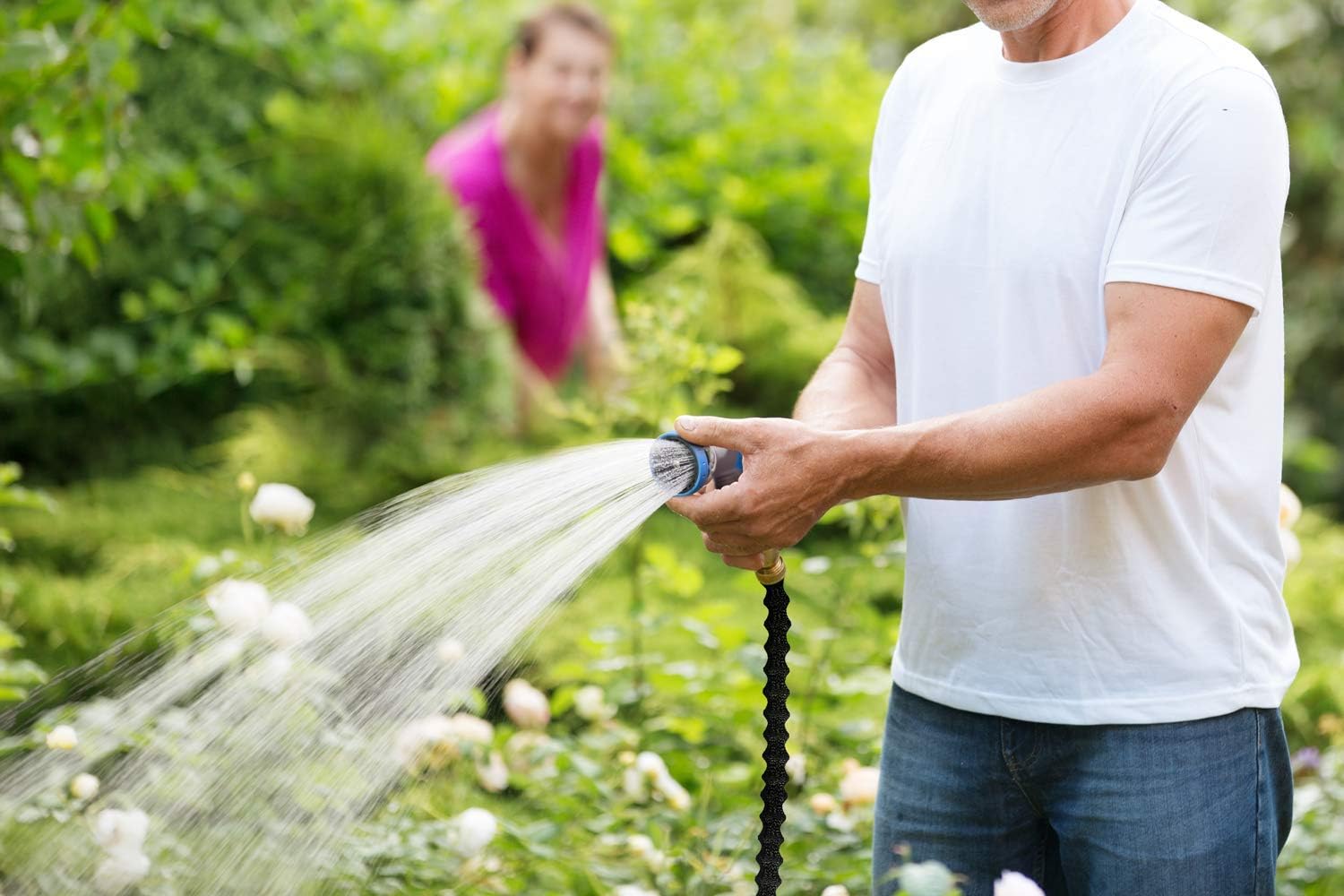 Garden Hose Nozzle Heavy Duty - Features 10 Spray Patterns, THUMB CONTROL On Off Valve Hose Sprayer Nozzle for Easy