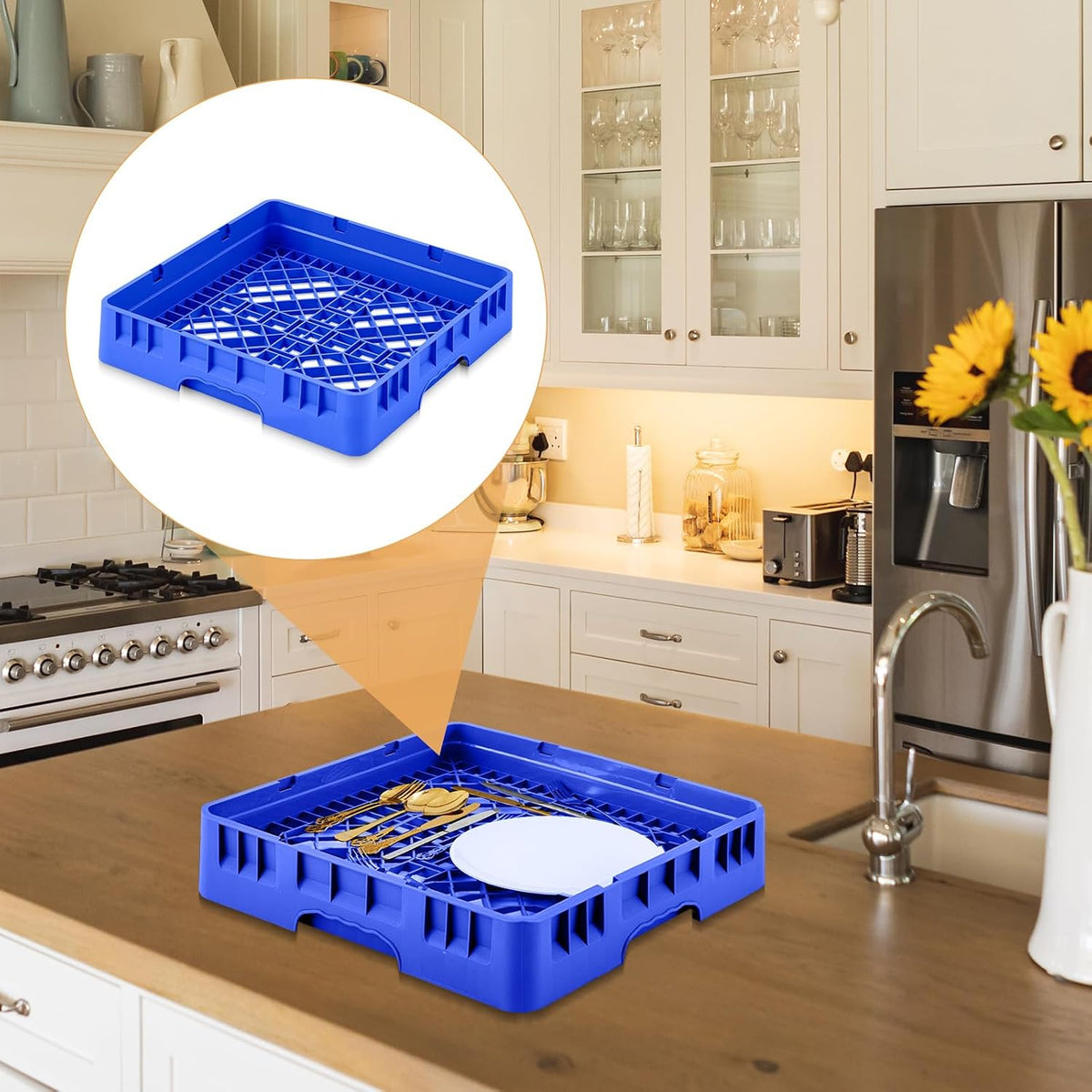 1 Pack Commercial Dishwasher Tray Rack, Basic Edition, Blue