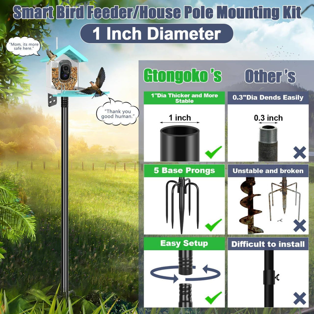 Smart Bird Feeder Pole 1-Inch Dia 2 Pack 79 Inch Bluebird House Pole for Outdoors Weather Station Heavy Duty Metal