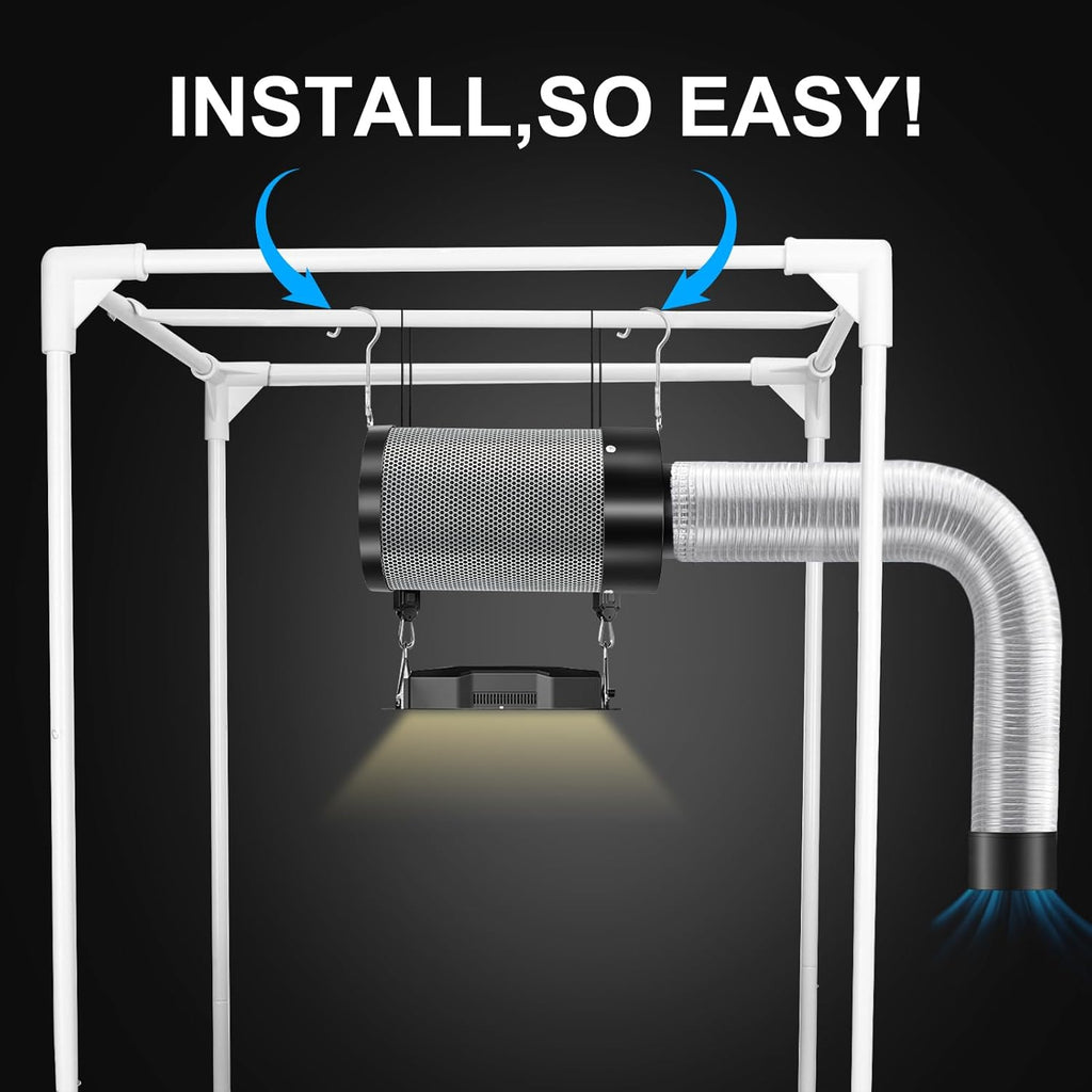 4 Inch Air Carbon Filter with Australian Virgin Charcoal – Odor Control. Built-in 5.5" Quiet Fan with Speed Control