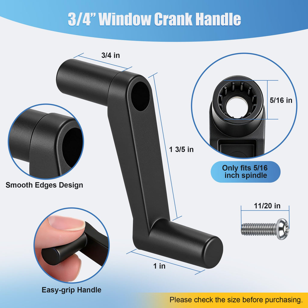 4 Pack 3/4" Window Crank Handle Fit to 5/16" Spindle Spline Socket