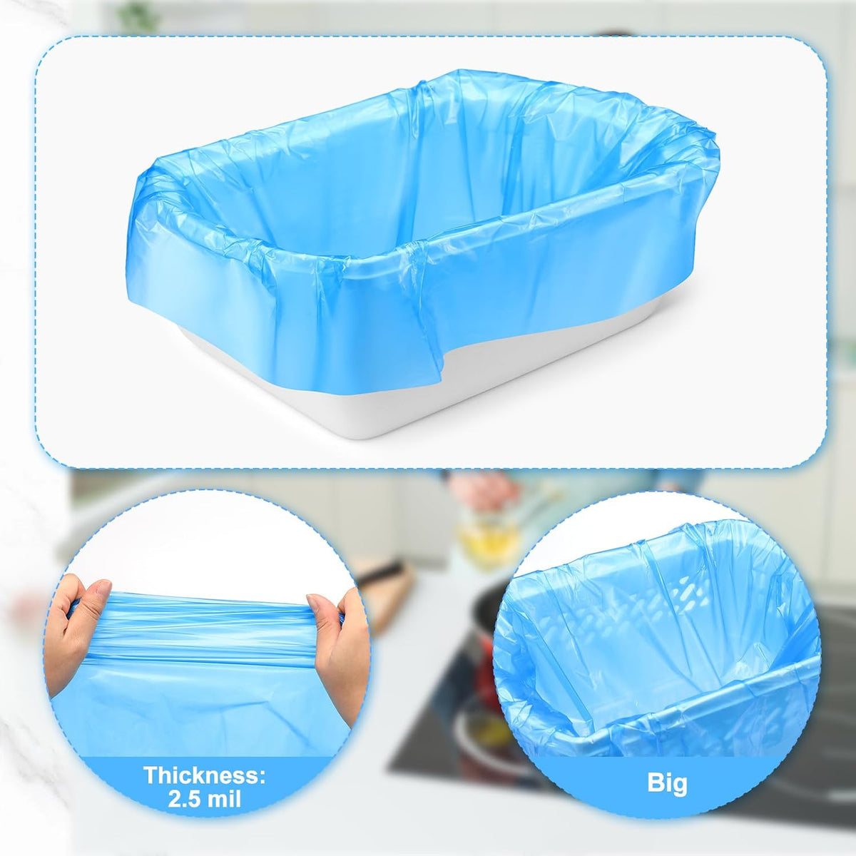 50 Pack Disposable Poly Lug Liners 2.5 Mil Thick Plastic Meat Lug Liners for Meat Processing Mixing & Transport Flat