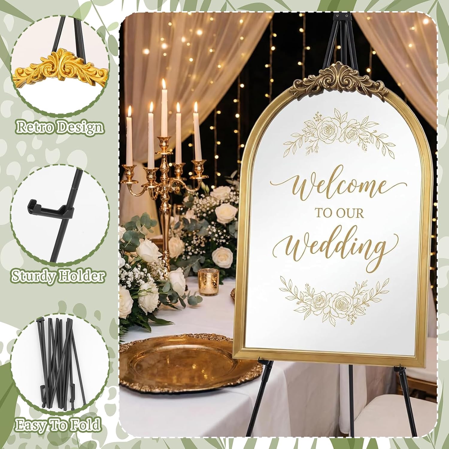 Wedding Mirror Seating Chart with Easel Stand, 18 x 23 in