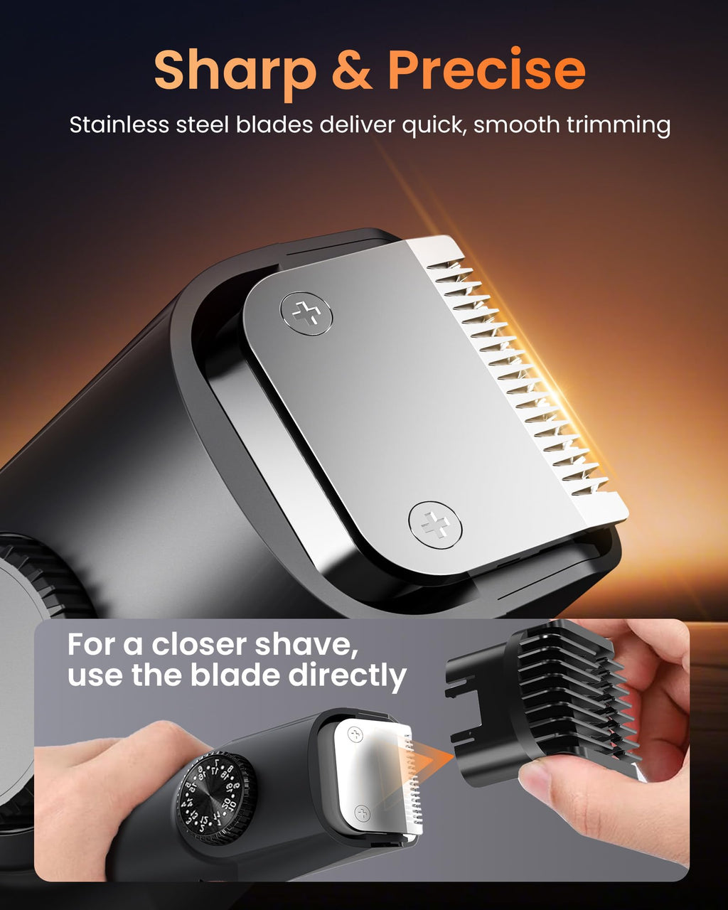 Vacuum Beard Trimmer for Men, Rechargeable Electric Mens Beard Trimmer