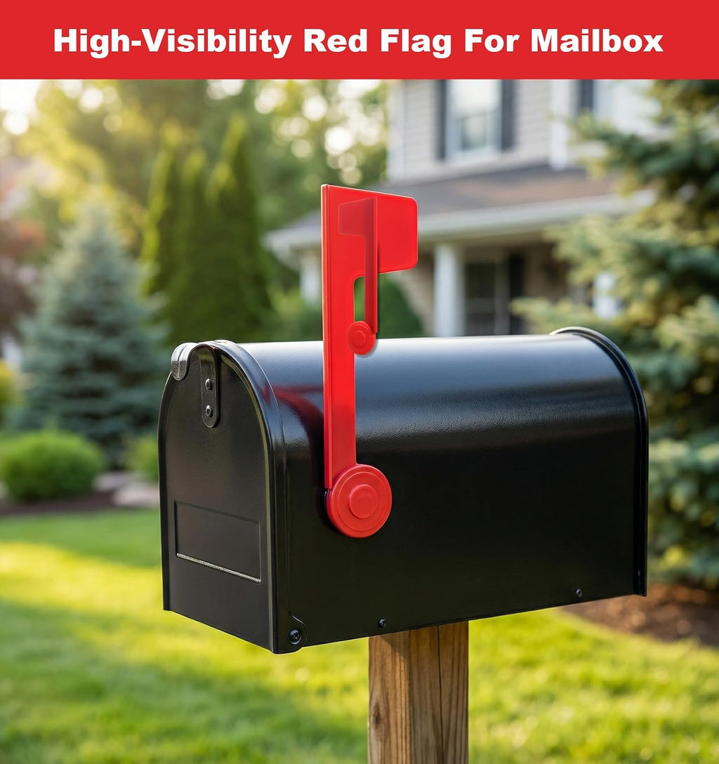 Mail Box Flag Replacement, Red Metal Replacement Mailbox Flag Easy Installation Universal Fits Outgoing Mailbox with