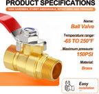GASHER 1PCS 1/2 Inch Brass Mini Ball Valve, Shut Off Valve, 1/2 Inch Male x Female NPT Thread Pipe Fitting