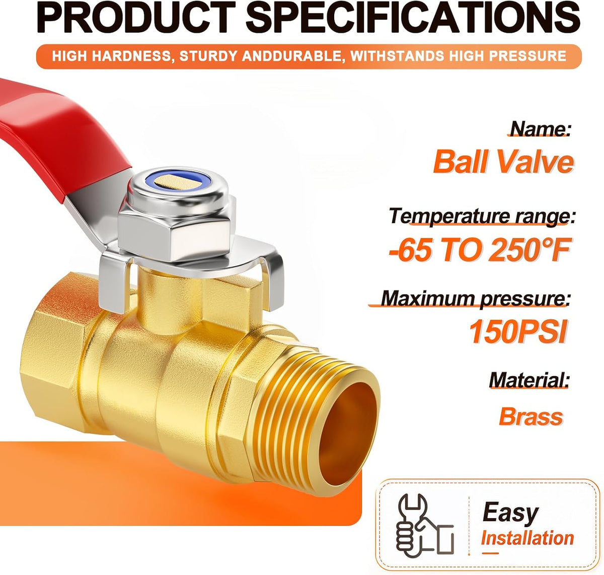 GASHER 1PCS 1/2 Inch Brass Mini Ball Valve, Shut Off Valve, 1/2 Inch Male x Female NPT Thread Pipe Fitting