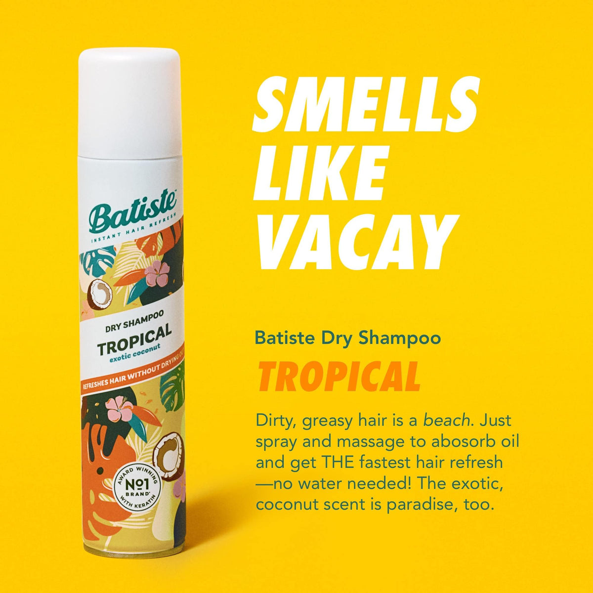 Dry Shampoo, Tropical Fragrance, 5.71 Oz
