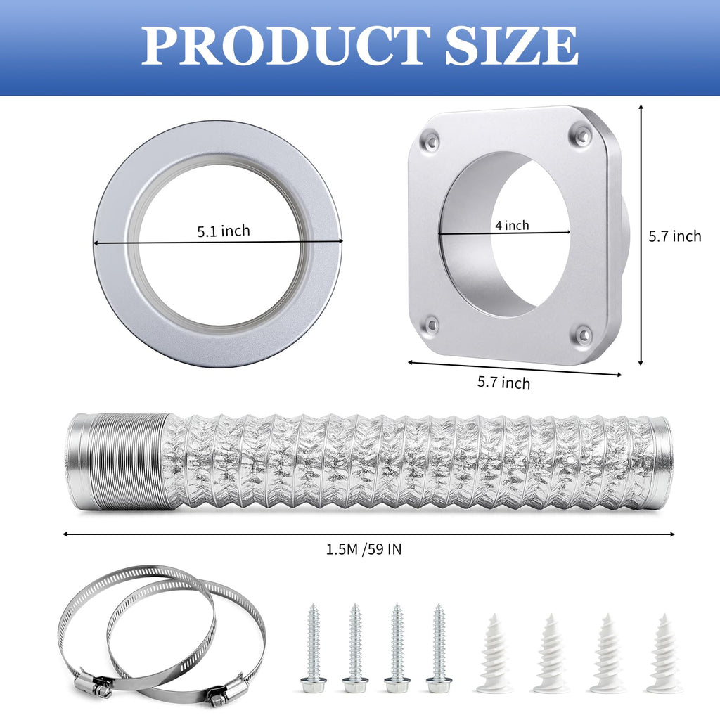 DVC‑180 Magnetic Dryer Vent Kit,4‑Inch Quick‑Connect,5FT Hose & Clamps