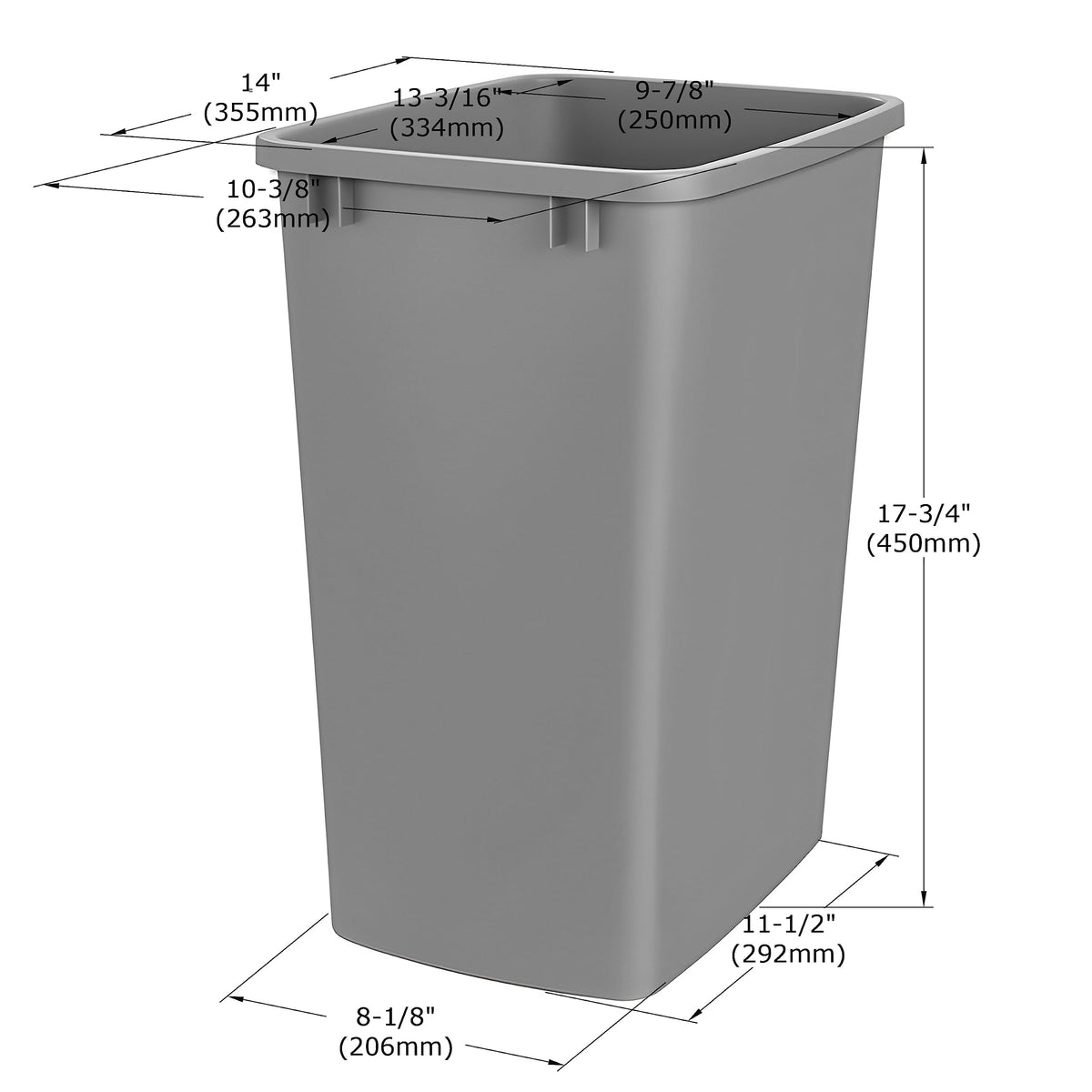 Hardware Single 36 Quart Capacity Gray Plastic Waste Recycle Bin, Replacement Garbage Can Container for ROKRECYCLE3