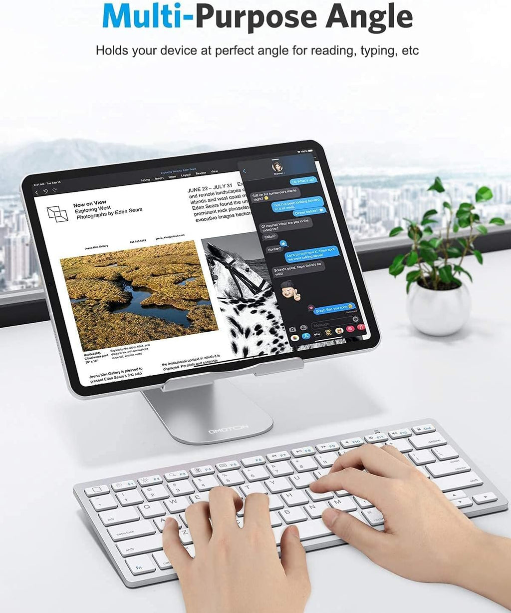 T1 Adjustable Tablet Stand for Desk, Aluminum Holder for iPad Silver