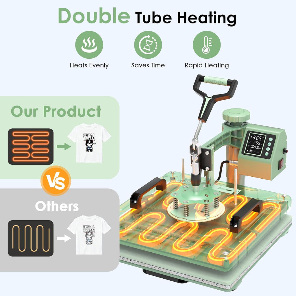8 in 1 Heat Press Machine 15x15 Inch, Heat Press for T-Shirts, Hats | Swing Away Digital Sublimation Heat Press