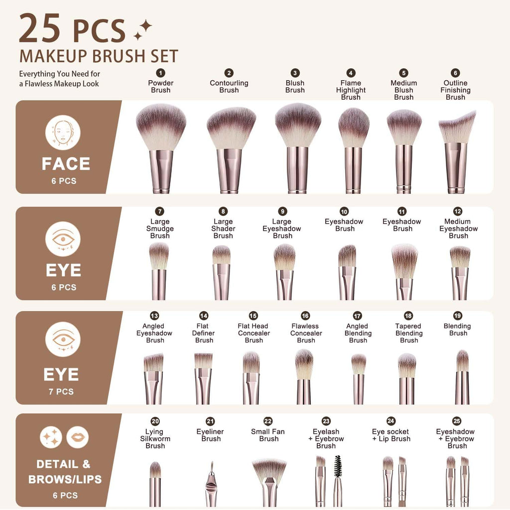 55Pcs Brown Makeup Brushes Set Professional Makeup Kit Multi-functional Makeup Tool Set with Case Facial Makeup
