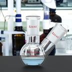 Flat Bottom Flask FBF, Heavy Wall 2-Neck Lab Flask Borosilicate Glass Flat Bottom Boiling Flask with 24/40 Standard