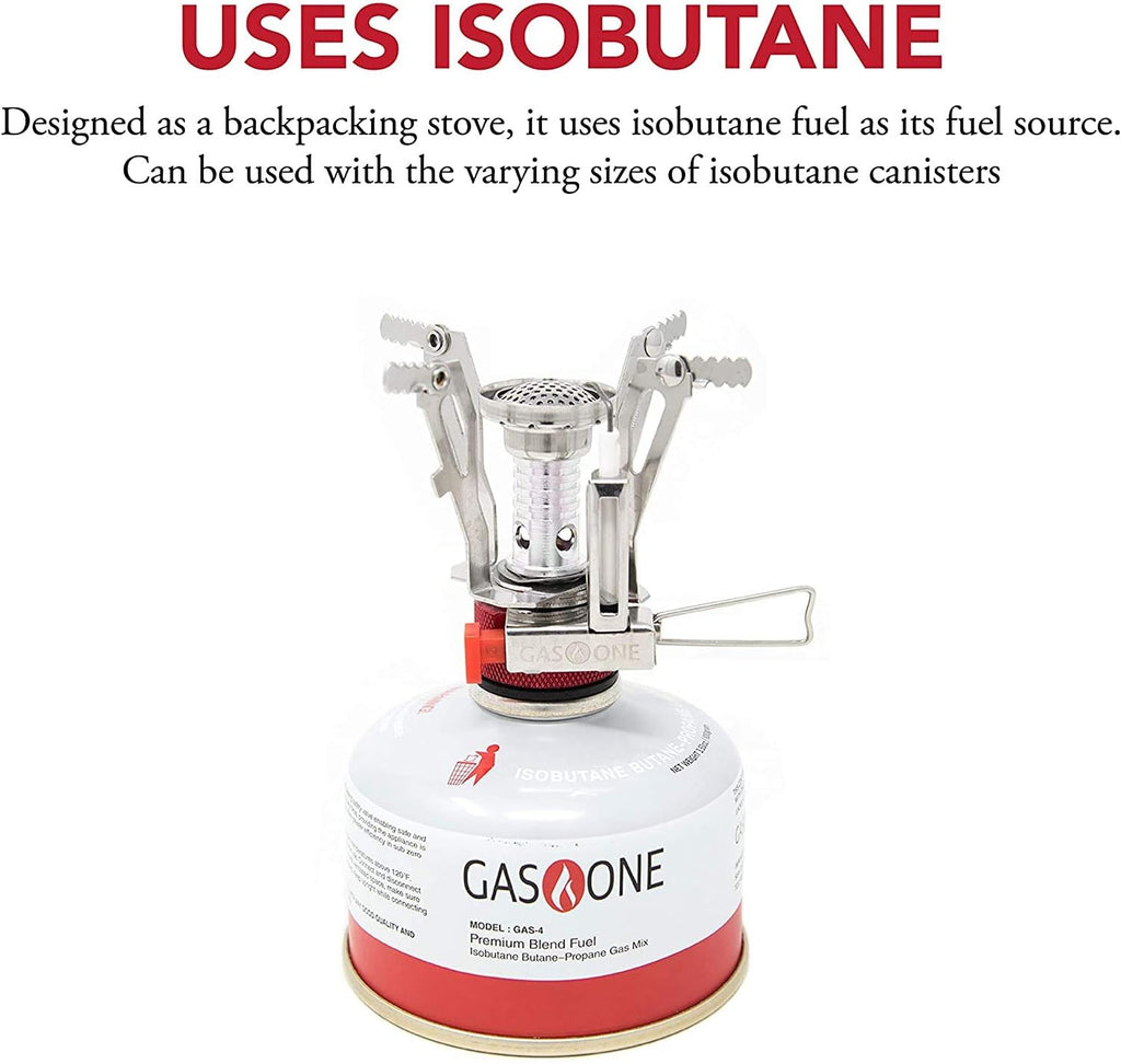 Backpacking Camping Stove - Pocket Rocket Stove with Piezo Ignition and Case for Isobutane fuel, 3"