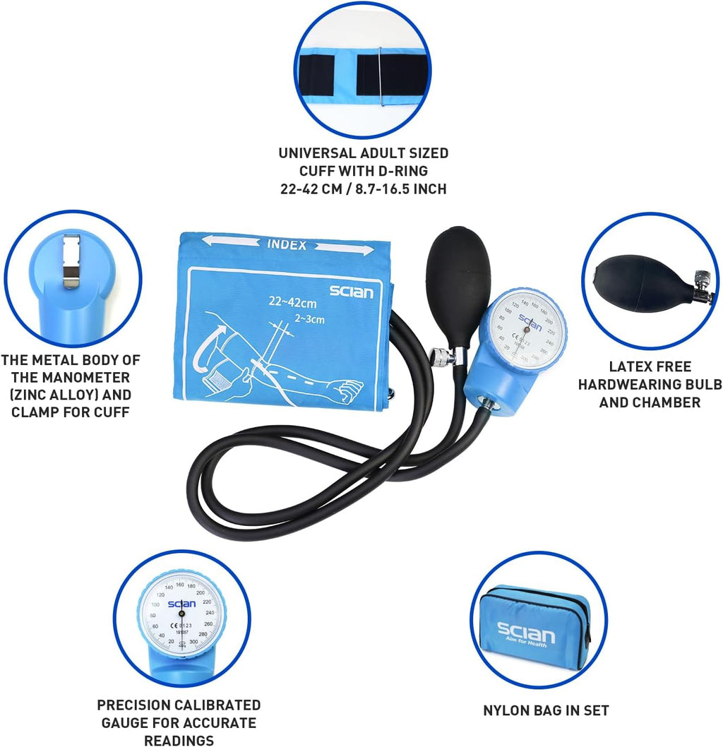 Aneroid Sphygmomanometer - Blood Pressure Cuff with D-Ring Universal Cuff 10-16", Come with Carrying Bag for Nurse