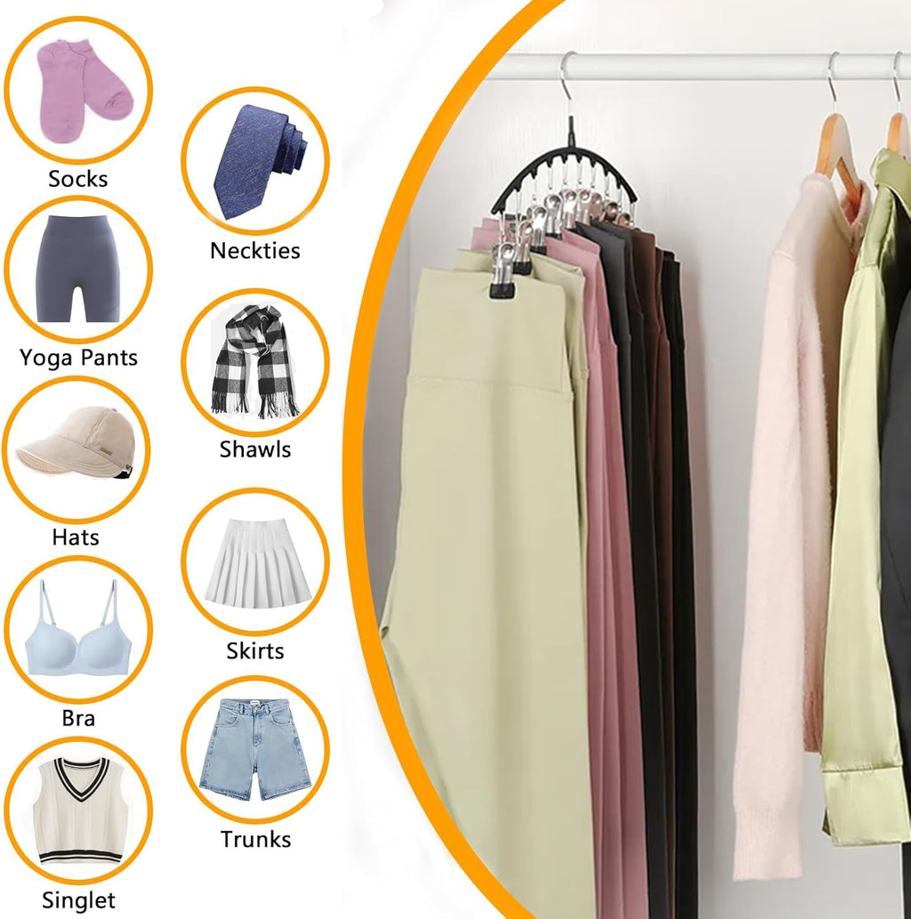 Legging Hangers for Closet Organizer, Hat Hangers for Closet 2 Pack with 10 Clips Holds 20 Leggings, Legging Hanger