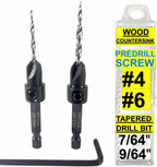 FTG USA #4#6 Tapered Countersink Drill Bit Hex Shank Set with Storage Box