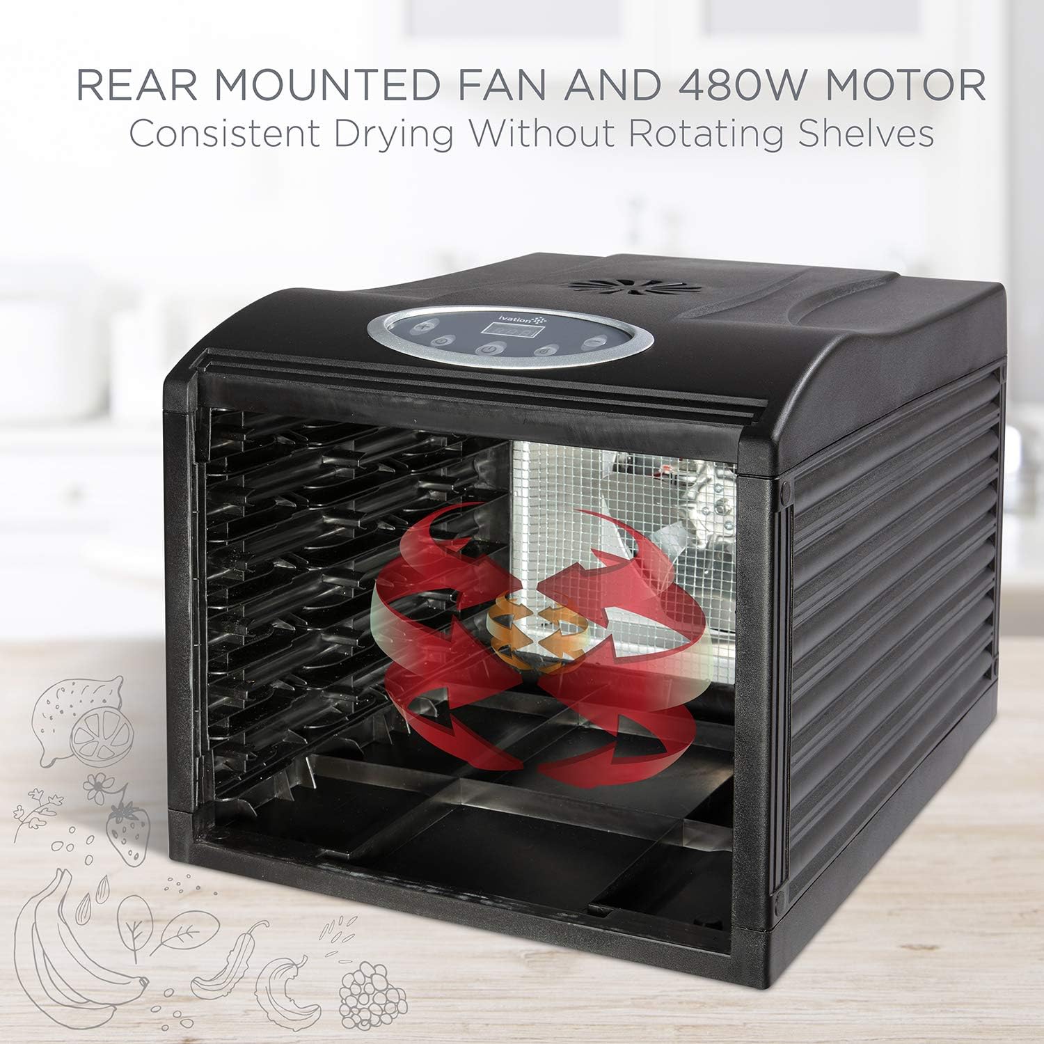6 Tray Food Dehydrator for Beef Jerky, Digital Timer