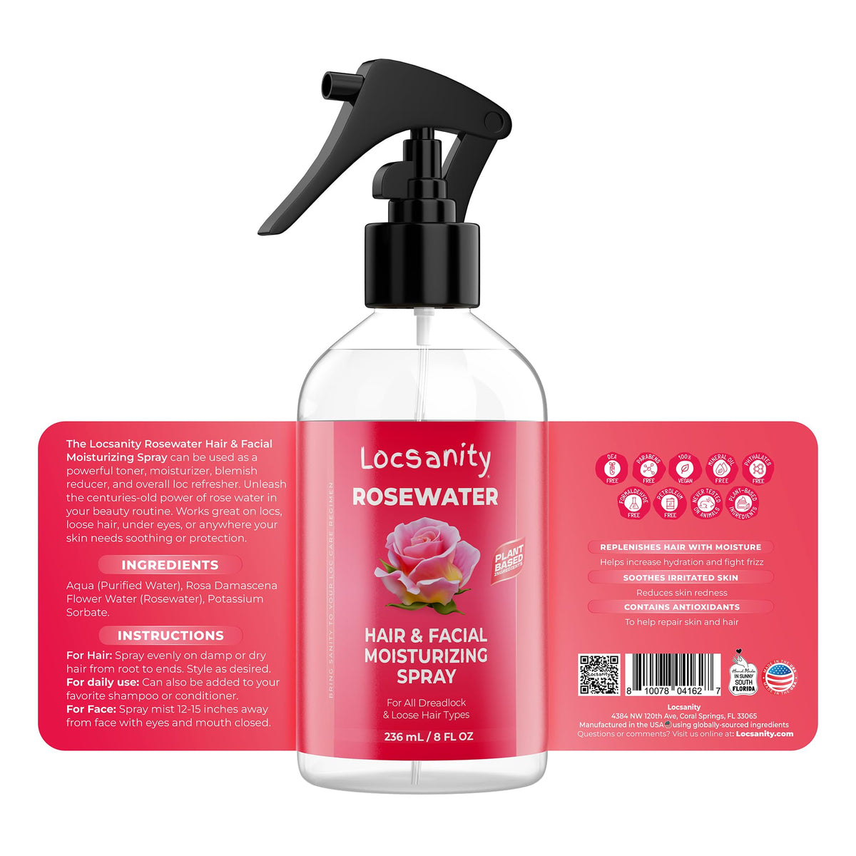 Locs Fine Mist Bundle - Locsanity Rosewater Peppermint Daily Moisturizer Spray, Shampoo, Conditioner for Dreadlocks