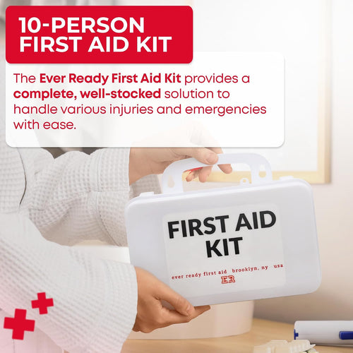 10 Person First Aid Kit - OSHA and ANSI Class A Compliant, Fully stocked Emergency Kit for Home, Office or