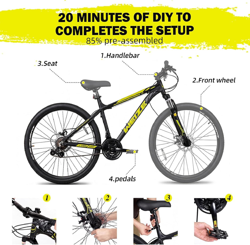 Mountain Bike, 26/27.5-Inch Adult Bike, 21-Speed Rear Disc Brake, Lightweight Aluminum Frame for Men and Women