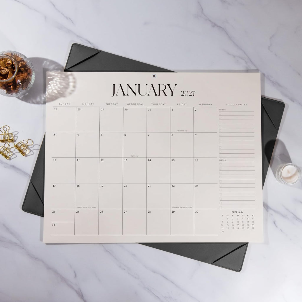 Simplified Desk Calendar 2026-2027 with Desktop Mat, Large Desk Pad Calendar from July 2026 to December 2027, 22 x 17