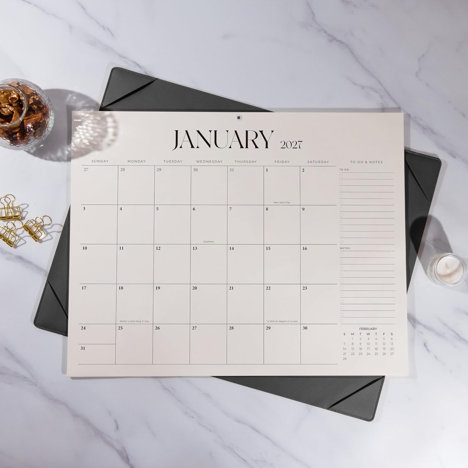 Simplified Desk Calendar 2026-2027 with Desktop Mat, Large Desk Pad Calendar from July 2026 to December 2027, 22 x 17