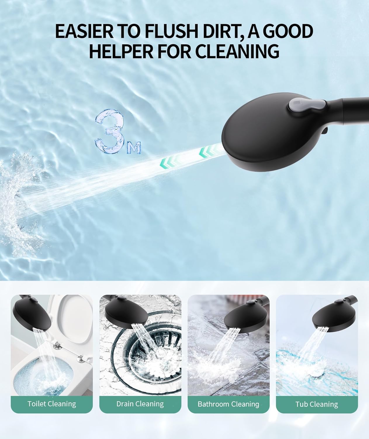 Filtered Shower Head with Handheld, High Pressure 9 Spray Mode Matte Black Showerhead with Filters, detachable shower